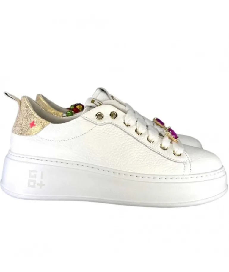 Baskets Plateforme Giopiu Pia46 Cuir Blanc