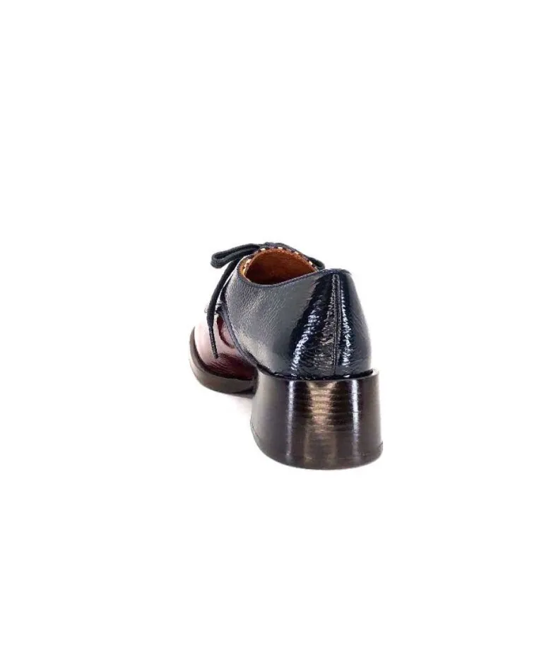 Chie Mihara Trudu Cuir Vernis Purple, Vert & Toile Satin Imprimee