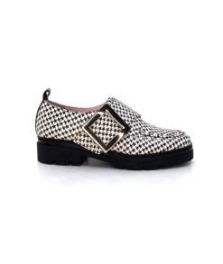 Dansi 4782 Cuir Blanc Imprime Etoile Noir