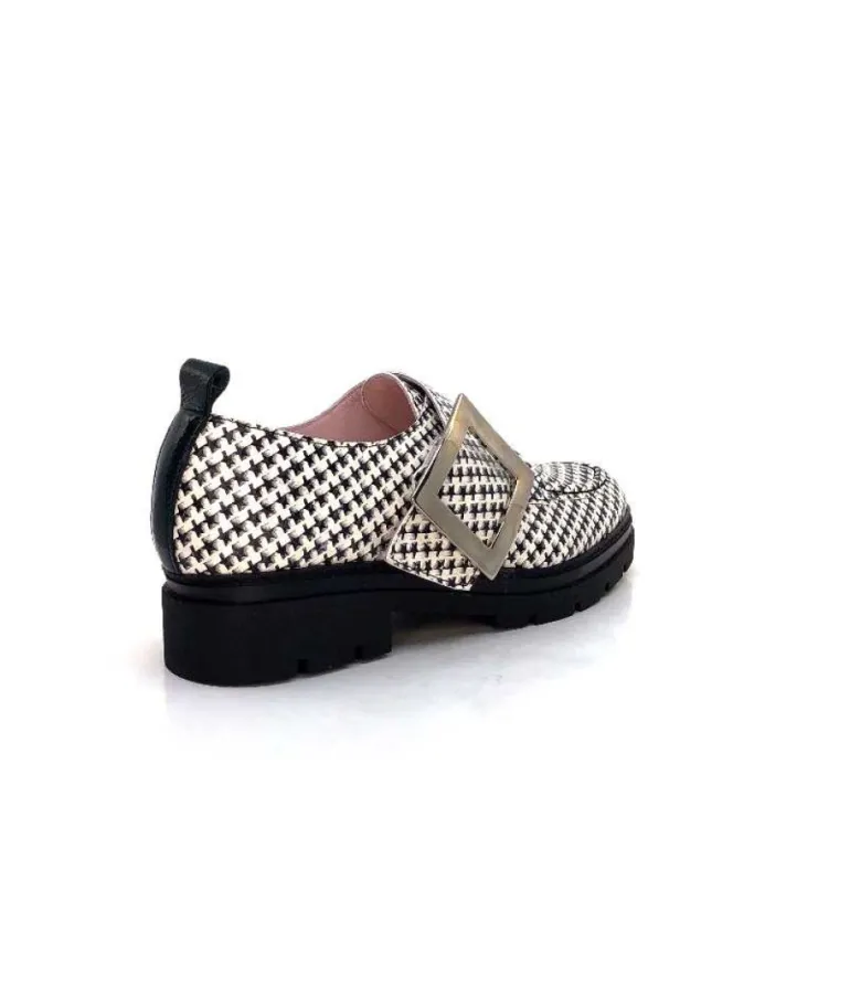 Dansi 4782 Cuir Blanc Imprime Etoile Noir