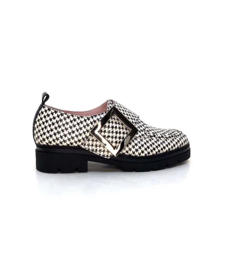 Dansi 4782 Cuir Blanc Imprime Etoile Noir