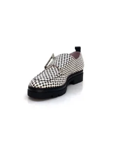 Dansi 4782 Cuir Blanc Imprime Etoile Noir