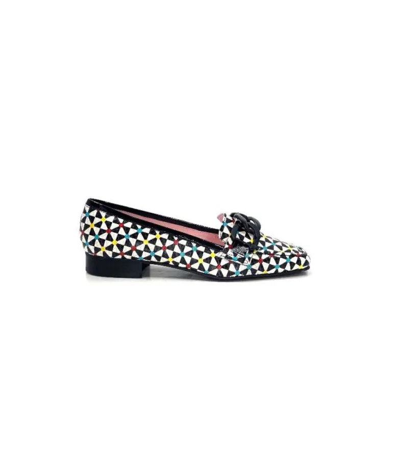 Dansi 5344 Cuir Imprime Blanc Noir Multi