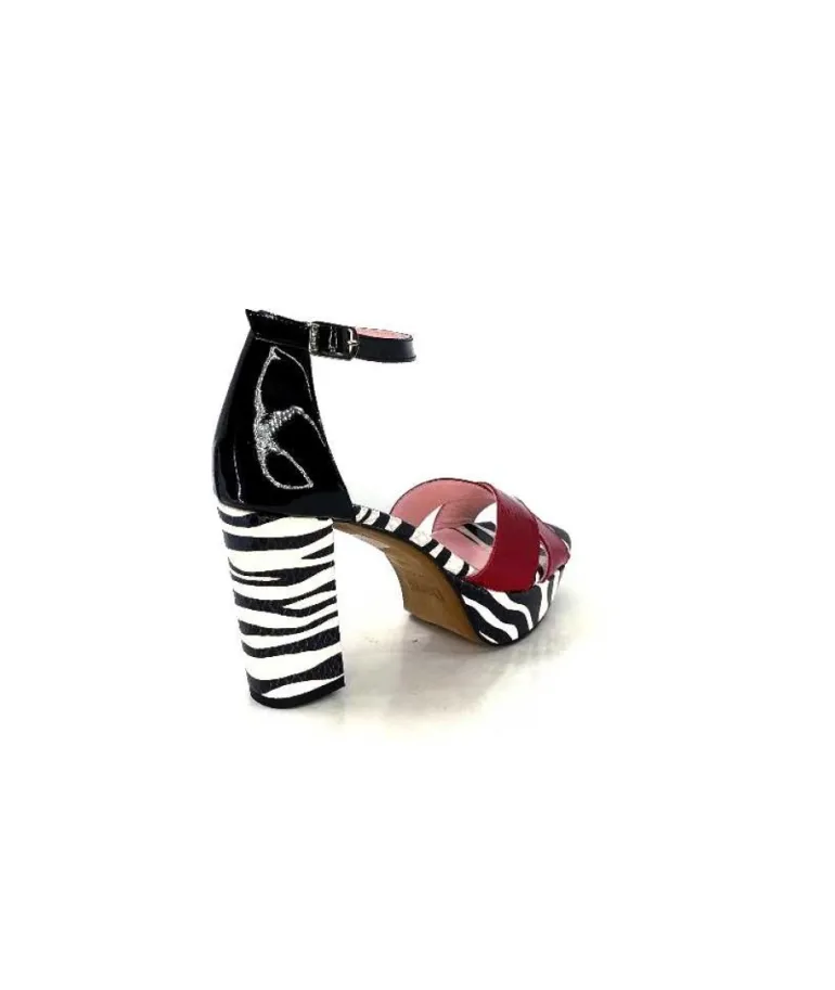 Dansi 5581 Cuir Noir Blanc Rouge
