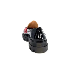 Dansi 5782 Cuir Vernis Noir Imprime Blanc