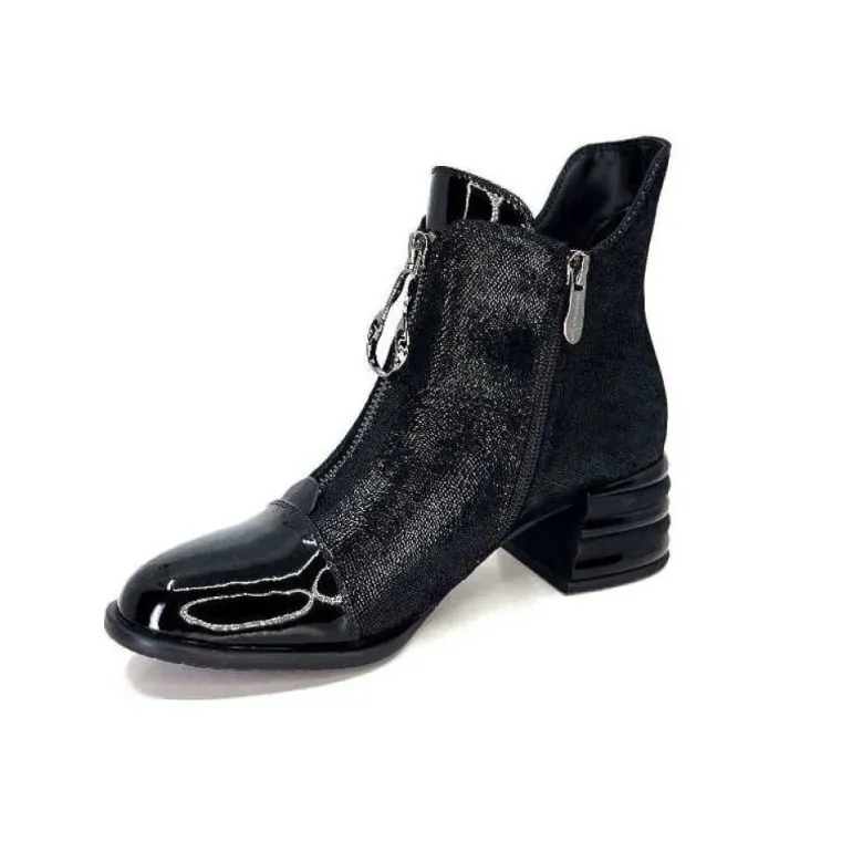 Elue Par Nous Maculotte Cuir Irise Noir Vernis Noir