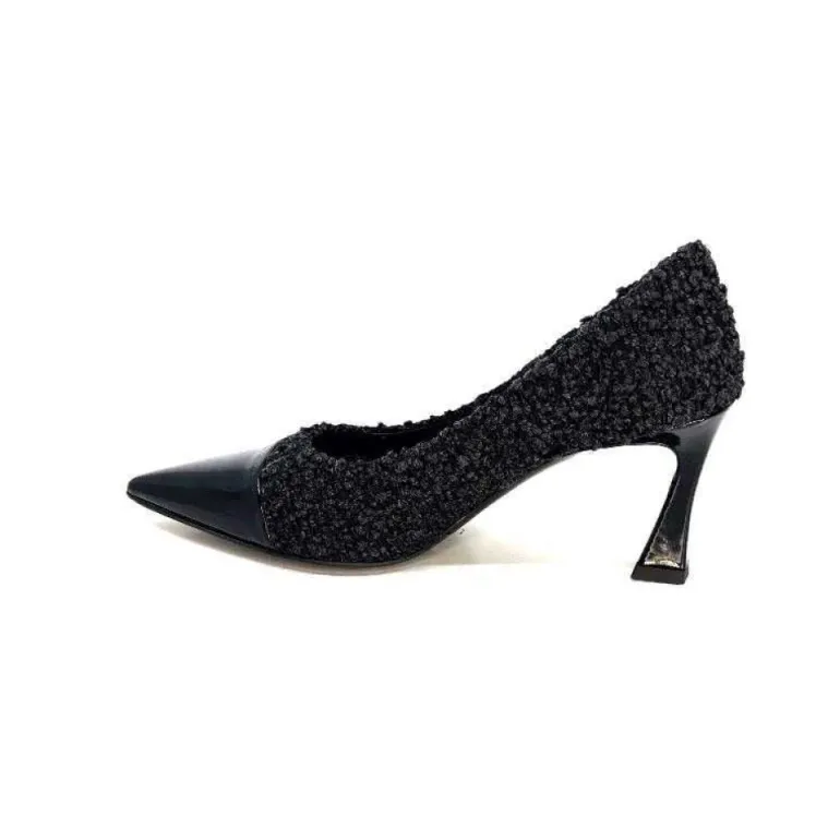 Enzo Di Martino Eli 715 Textile Noir Cuir Vernis Noir