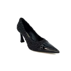 Enzo Di Martino Eli 715 Textile Noir Cuir Vernis Noir