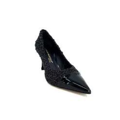 Enzo Di Martino Eli 715 Textile Noir Cuir Vernis Noir