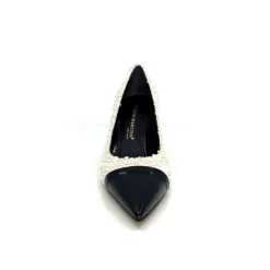 Enzo Di Martino Eli 715 Textile Creme Cuir Vernis Noir