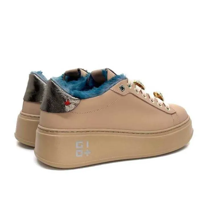 Giopiu Pia 82 Cuir Nude Fourrure Turquoise