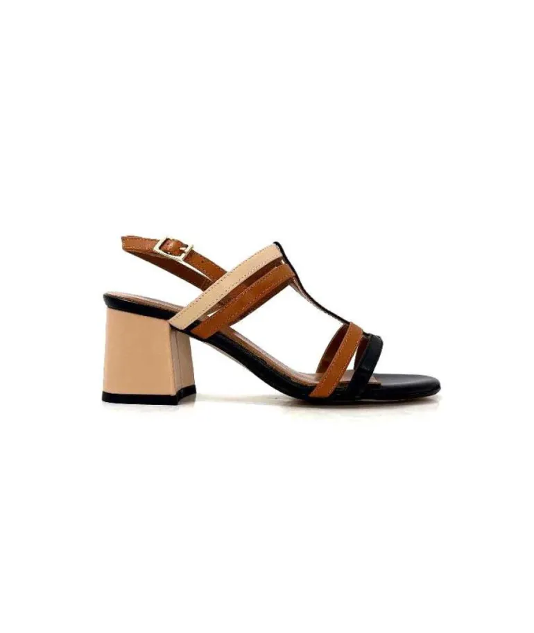 Ivoire B621 F Romagna Cuir Noir Cognac Nude