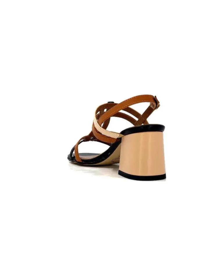 Ivoire B621 F Romagna Cuir Noir Cognac Nude