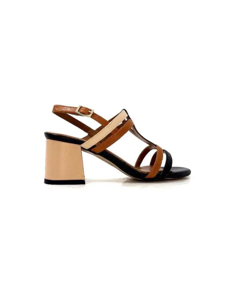 Ivoire B621 F Romagna Cuir Noir Cognac Nude