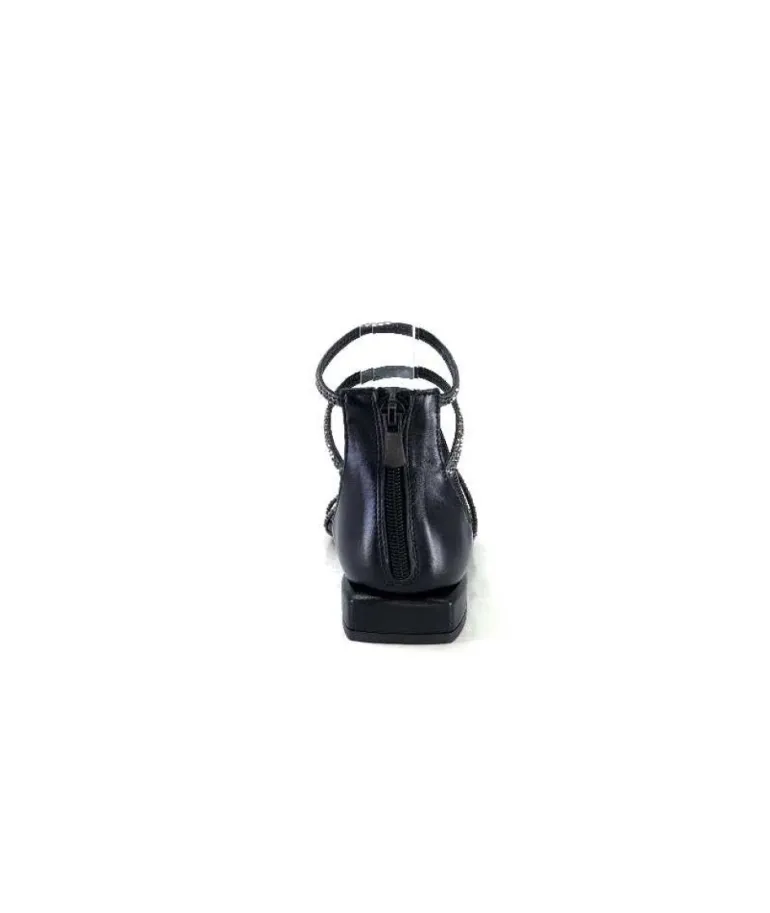 Ivoire E35.008 Cuir Noir Strass