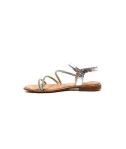 Les Tropeziennes Hoctavy Cuir Strass Argent