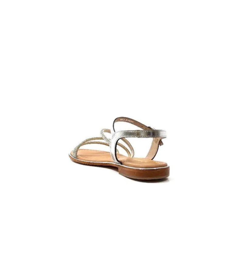 Les Tropeziennes Hoctavy Cuir Strass Argent