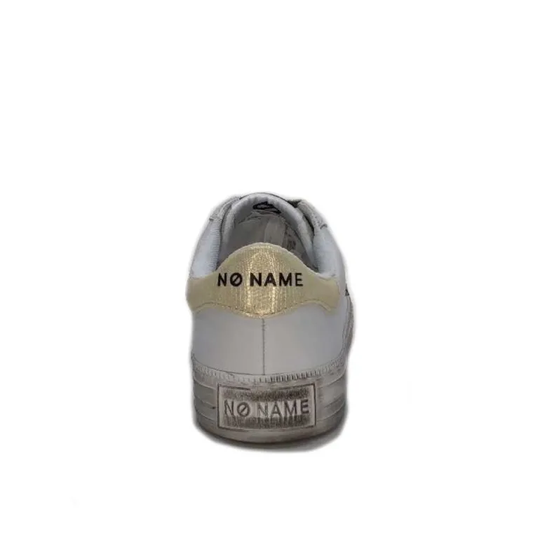 No Name Strike Side Cuir Blanc Or