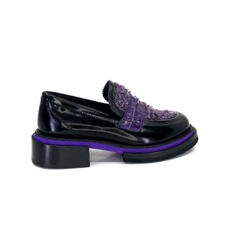 Pertini 32416 D7 Cuir Noir Violet