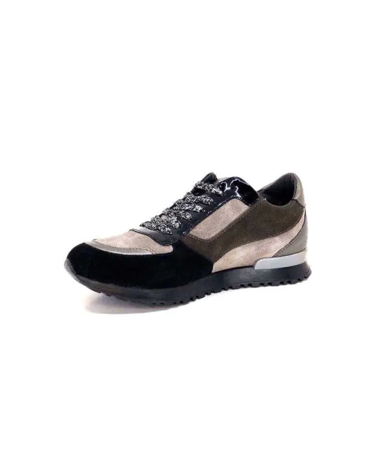 Reqins Electra Mix Daim Noir, Gris Cuir Acier & Cuir Vernis Noir