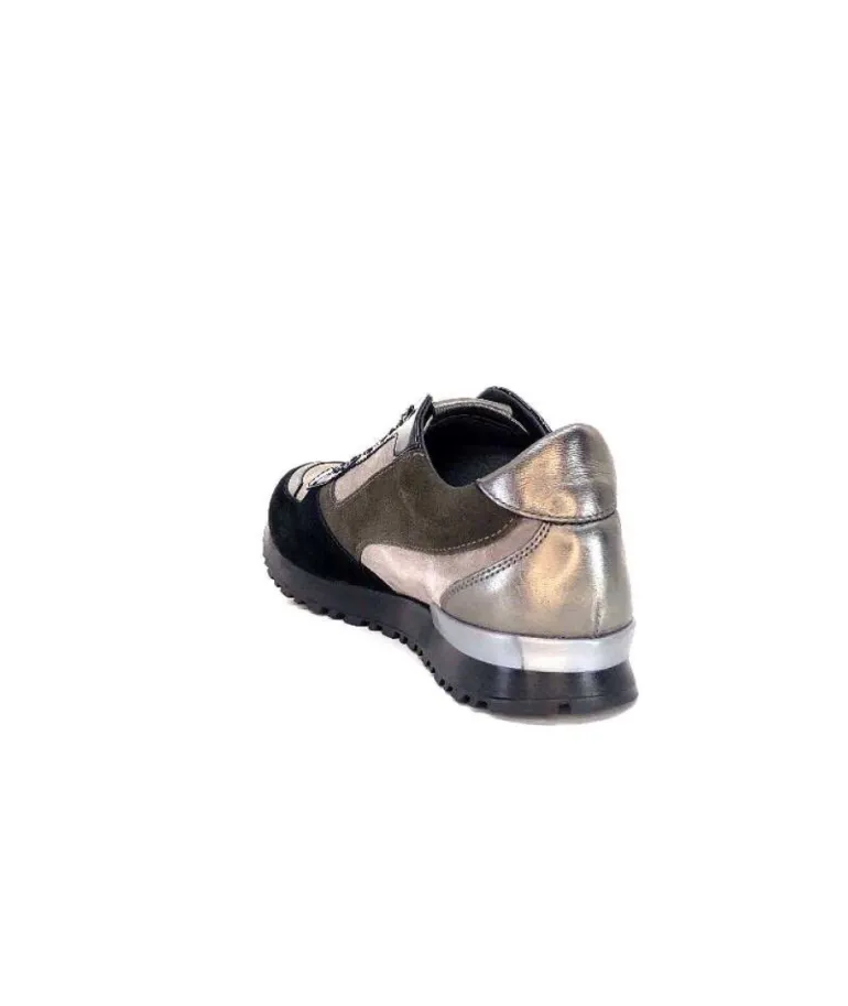 Reqins Electra Mix Daim Noir, Gris Cuir Acier & Cuir Vernis Noir