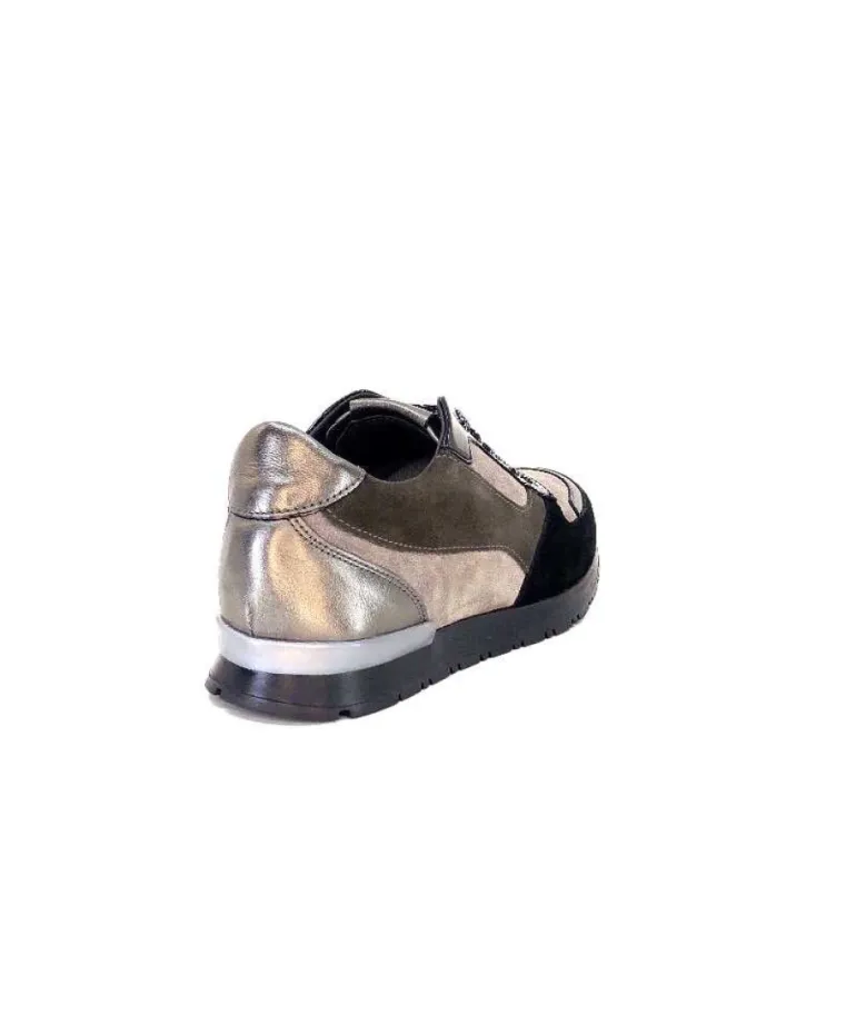 Reqins Electra Mix Daim Noir, Gris Cuir Acier & Cuir Vernis Noir