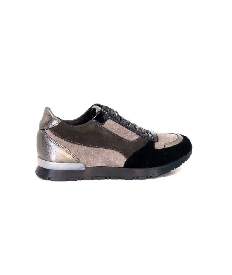 Reqins Electra Mix Daim Noir, Gris Cuir Acier & Cuir Vernis Noir