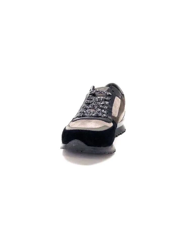 Reqins Electra Mix Daim Noir, Gris Cuir Acier & Cuir Vernis Noir