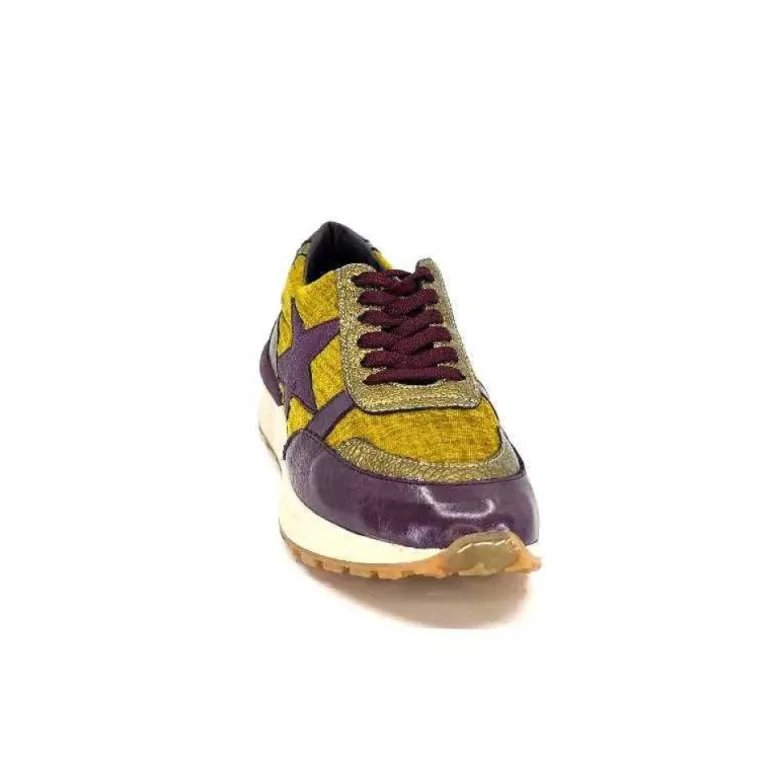 Reqins Urania Mix Cuir Violet Textile Moutarde