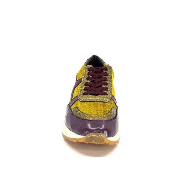 Reqins Urania Mix Cuir Violet Textile Moutarde