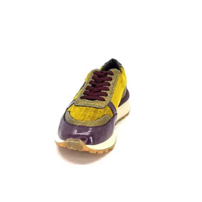 Reqins Urania Mix Cuir Violet Textile Moutarde