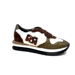 Reqins Urielle Cuir Marron Textile Ecru