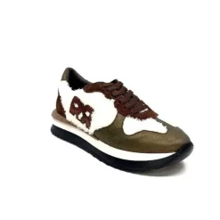 Reqins Urielle Cuir Marron Textile Ecru