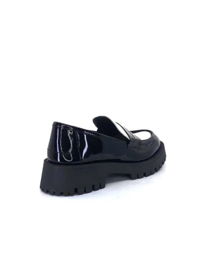 We Do 11244 Cg Cuir Noir & Vernis Blanc