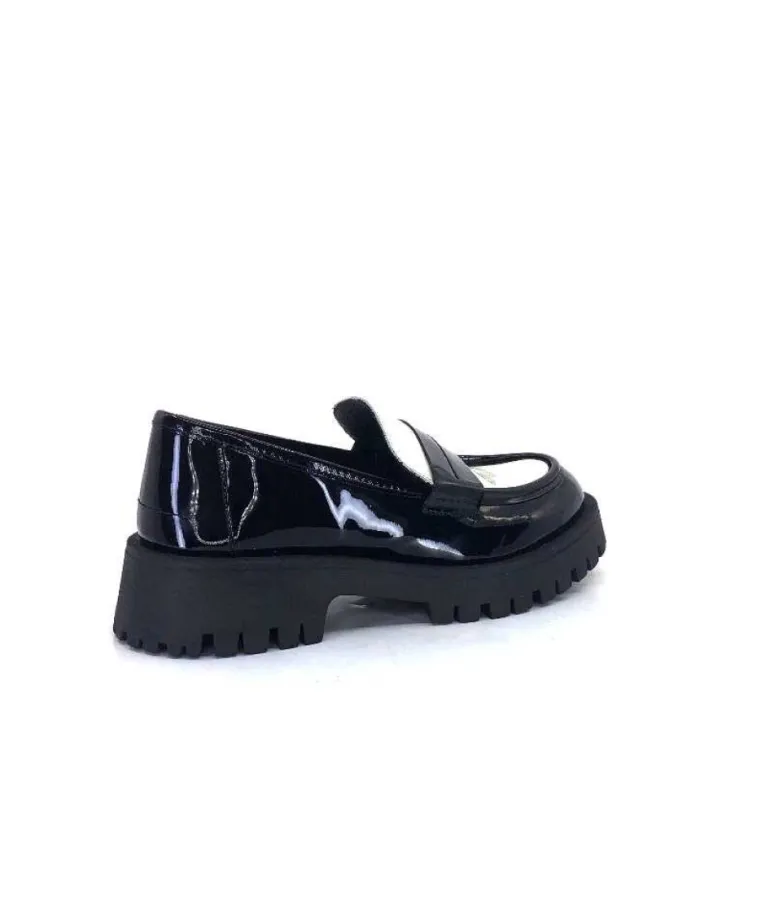 We Do 11244 Cg Cuir Noir & Vernis Blanc
