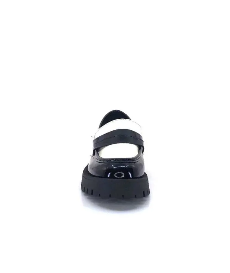 We Do 11244 Cg Cuir Noir & Vernis Blanc